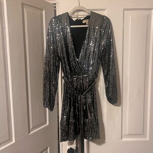MICHAEL Michael Kors Shimmering Black Long Sleeve Dress